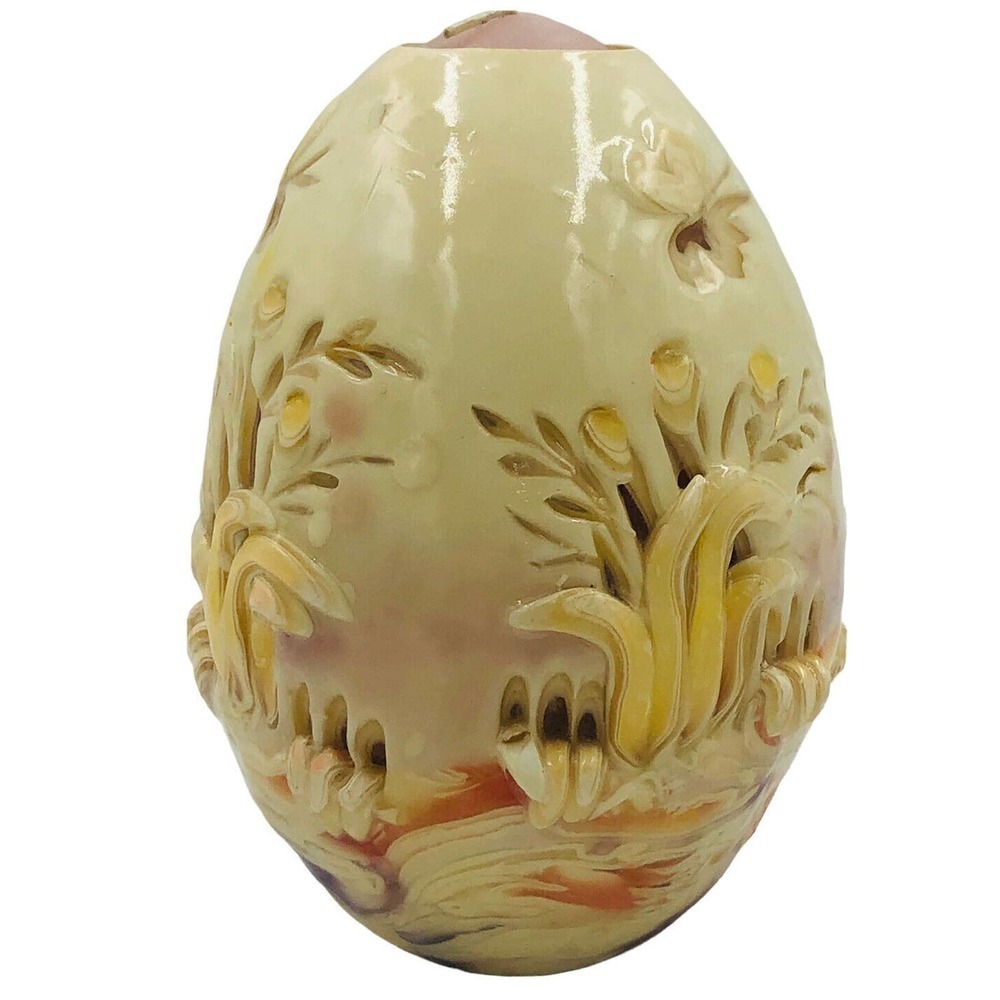 Melanie H Demmon Wax Candle Hand Carved Sculpted Flora Butterfly Vintage 1984